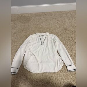 LOFT White Blouse with Black Accents